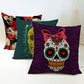 New Pillowcase Halloween Skull Cushion Cover Cotton Linen  Printed Throw Pillows