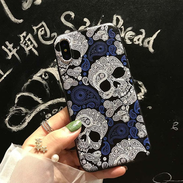 Skull skeleton phone cases for iPhone X 8 8Plus hard covers shockproof shell super funda