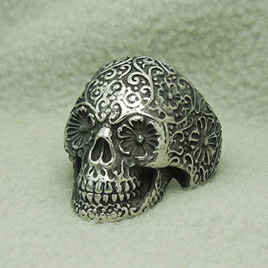 Punk Style Flower Skull Biker Ring Fashion Skeleton Jewelry