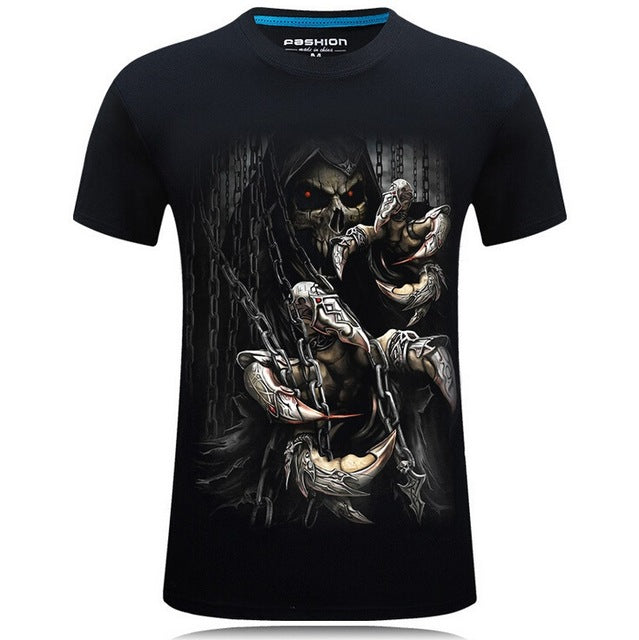 3d Skull Cotton T Shirts Fashion 2017 Summer New Brand T Shirt Men Hip Hop Men T-Shirt