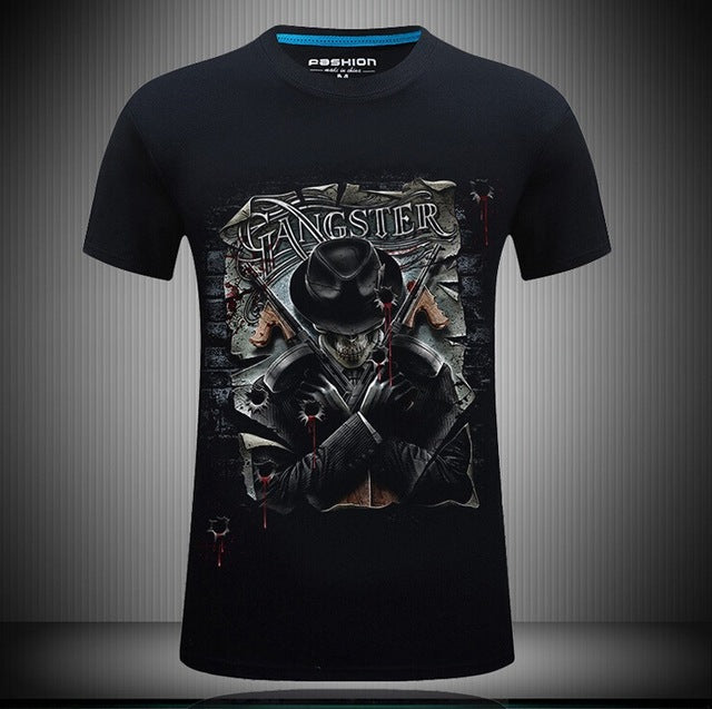3d Skull Cotton T Shirts Fashion 2017 Summer New Brand T Shirt Men Hip Hop Men T-Shirt