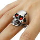 Skull Ring Gothic Punk Biker Rider Red/Blue Eyes Ring Stainless Steel Skeleton Finger Band Rings