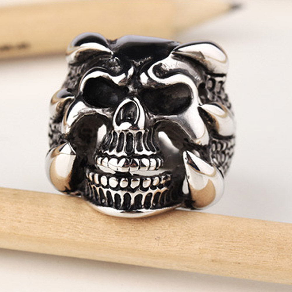 Silver Dragon Claw Ring Men Skull Rings US Size New Punk Rock Mens Biker Rings Vintage Gothic
