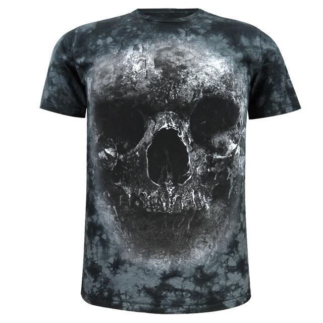 Men Skull 3D T Shirts Cotton Costume Short Sleeve Flag Printed Tops