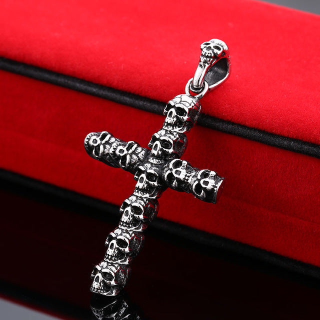 Vintage Cross Skull Pendant For Men 316 Stainless Steel Titanium Men's Neckace Pedants Unique