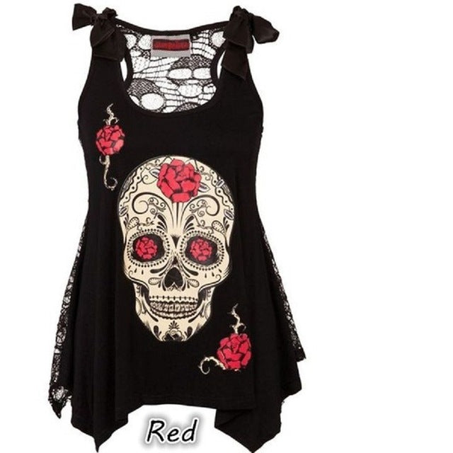 New summer style skull and head digital print leisure suspender vest with a top top vest S-5XL