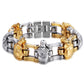 Men's Bracelet 316L Stainless Steel Biker Wristband Skulls Motorcycle Link Chain Punk Jewelry