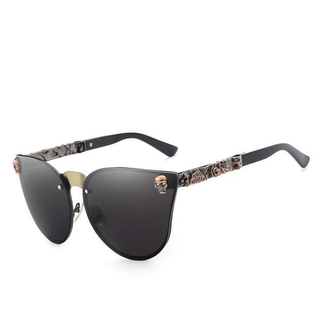 Sunglasses Women Brand Design Skull Metal Temple Sun glasses Gold Eyewear Accessories