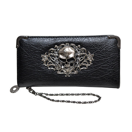 Long Wallets Fashion Metal Skull Pattern PU Leather