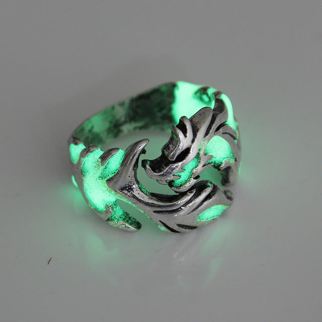 Mens Ring Luminous Dragon Rings for Men Women Rings Glow In The Dark Male Ring Jewelry
