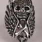 Skull wings cross snake stretch ring for women biker gothic jewelry antique silver color