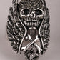 Skull wings cross snake stretch ring for women biker gothic jewelry antique silver color
