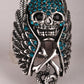 Skull wings cross snake stretch ring for women biker gothic jewelry antique silver color