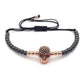 New Style Pave Black CZ Beads Skull Series  Round Beads Men Braided Macrame Charm Bracelets Jewelry