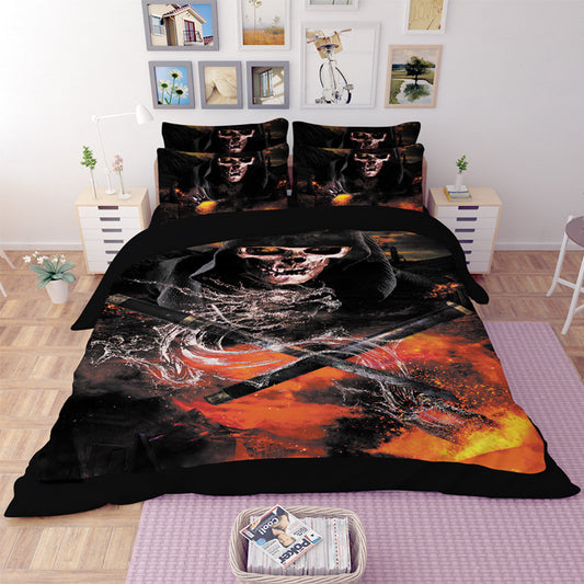 3D skull korean cotton duvet/doona cover set US king queen full twin size 3pcs