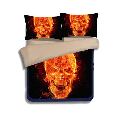 3D skull korean cotton duvet/doona cover set US king queen full twin size 3pcs