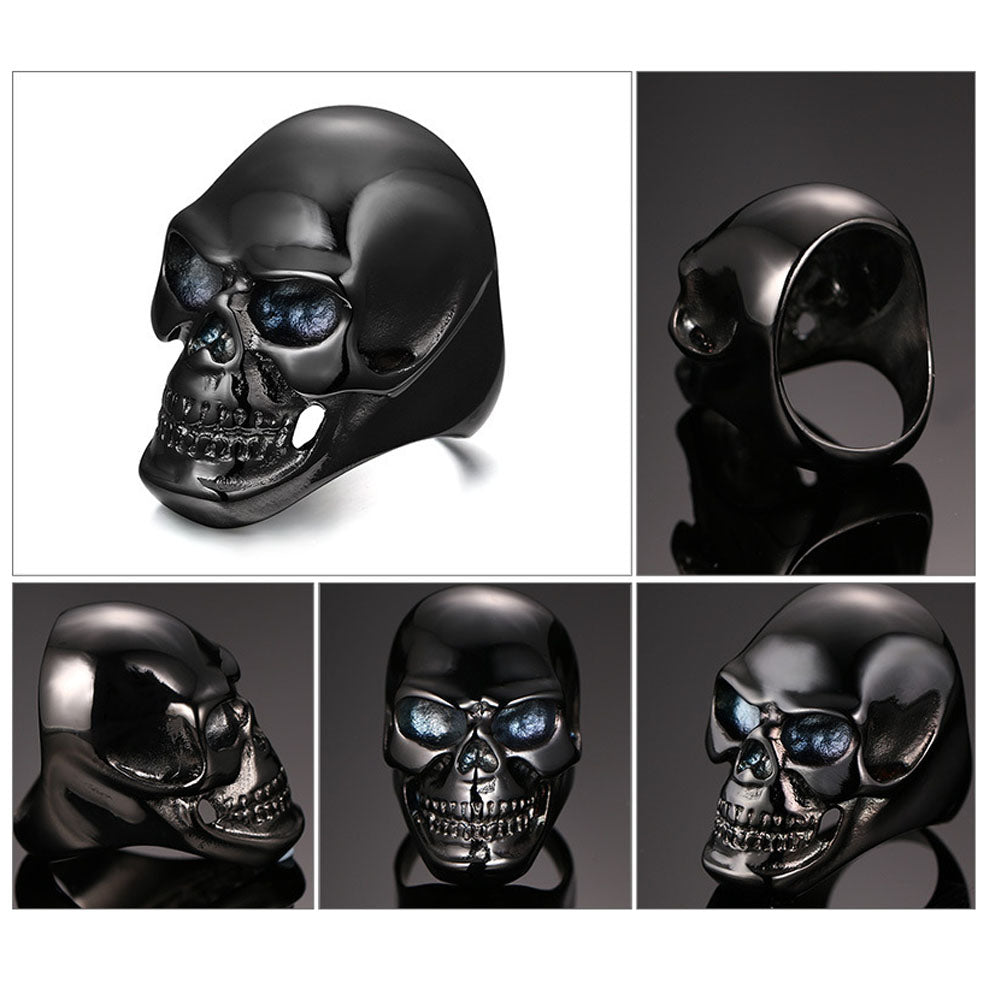 New Gothic Mens Punk Motorcycle Biker Ring Fashion Black Skull Skeleton Cool Man Finger Rings