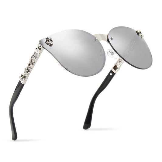 Luxury Brand Fashion Women Gothic Mirror Eyewear Skull Frame Metal Temple Oculos