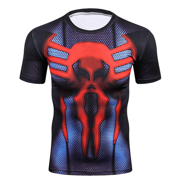 Fitness MMA Compression Shirt Men Anime Bodybuilding Short Cool skull 3D Printed