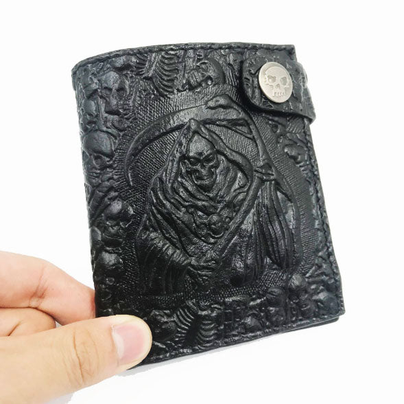 New Skull Embossing PU Leather men Wallet Zipper Around Men Wallets with Coin Pocket Card Holders short Man Purses