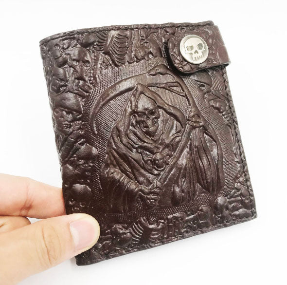 New Skull Embossing PU Leather men Wallet Zipper Around Men Wallets with Coin Pocket Card Holders short Man Purses