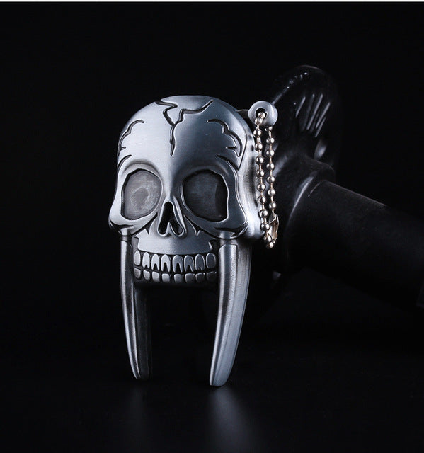 Mini Skull Head Metal Straight Flame Jet Torch Lighter Key