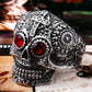 Stainless Steel men's Gothic gold Carving kapala Skull Ring Biker Hiphop rock Jewelry