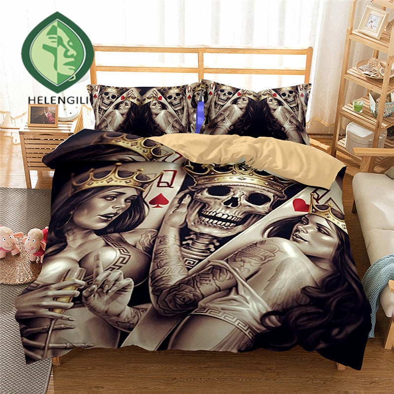3D Bedding Set skull Print Duvet cover set lifelike bedclothes with pillowcase bed set home