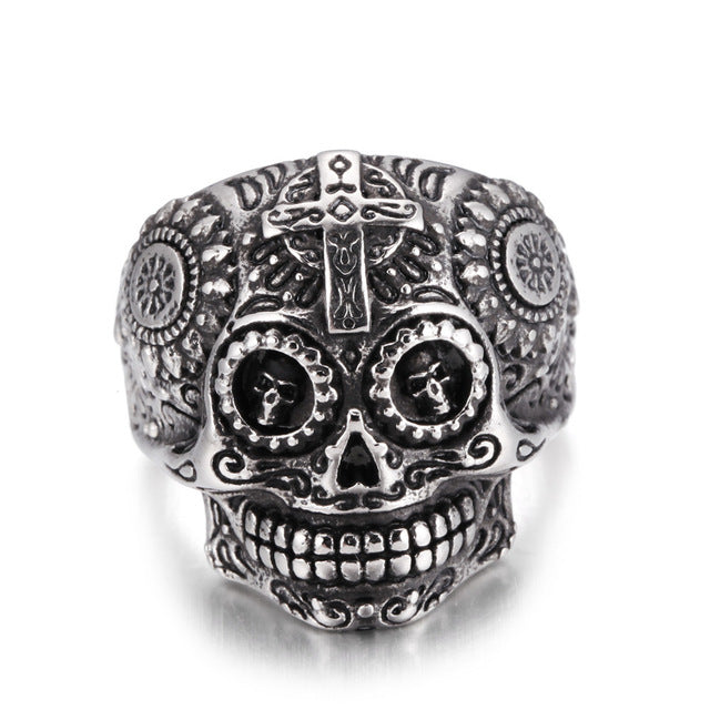 Stainless Steel Vintage Rings for Men Women Lovers Fashion Cool Jewelry Skull Ring Bijoux