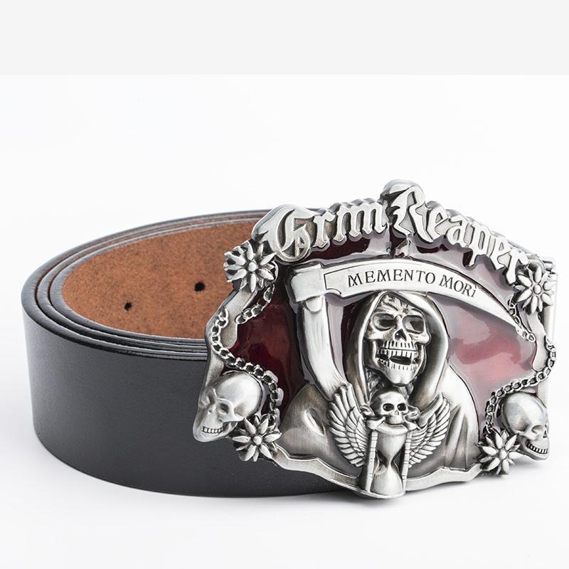 Skull Luxury Punk Rock Designer Belts Men High Quality Genuine Leather