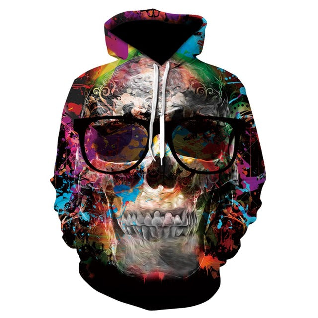 New Design Skull Poker Print Men / Hoodie Funny 3D Sweatshirt Pullover Hoodie Fashion S-6XL