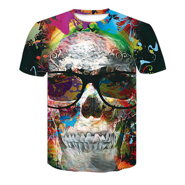 Men's t shirt Slim Fit 3D skull T Shirt Men T-Shirt Short Sleeve Tops Funny tshirt