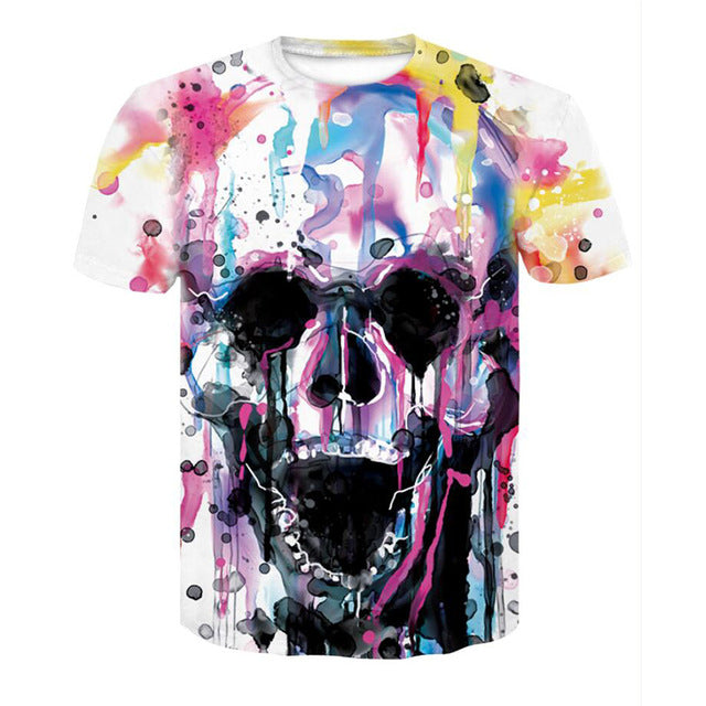 Men's t shirt Slim Fit 3D skull T Shirt Men T-Shirt Short Sleeve Tops Funny tshirt