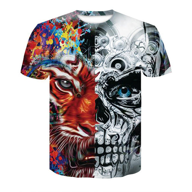 Men's t shirt Slim Fit 3D skull T Shirt Men T-Shirt Short Sleeve Tops Funny tshirt