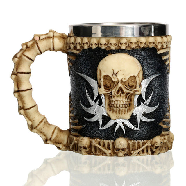 Double Wall Stainless Steel Knight Tankard Dragon Drinking Tea Beer Coffee Cup Caneca Viking