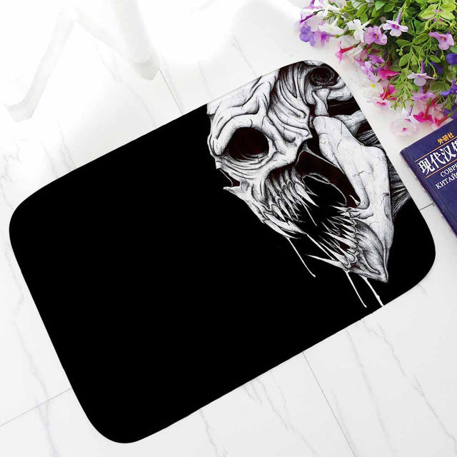 Punk Skull Printed Corridor Mats Hallway Carpet Anti-slip Outdoor Rugs Front Door Mats