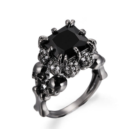 Skull Ring Black Zircon Women's Wedding Ring