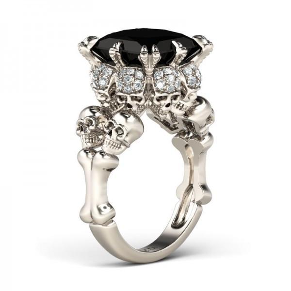 Skull Ring Black Zircon Women's Wedding Ring