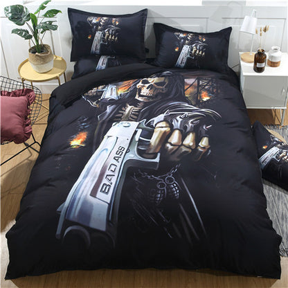 3D Skull And Gun Duvet Cover Bedding Set 3PCS Twin Full Queen King Size