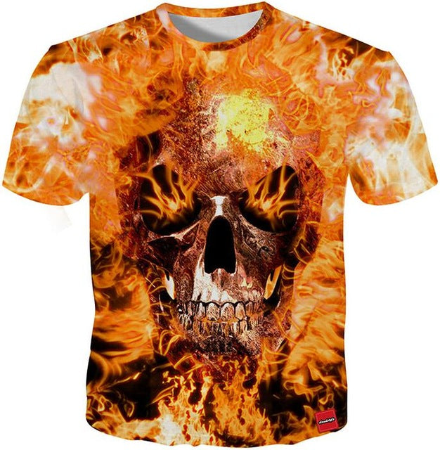 3D Tshirt Men 2018 3D Skull Print Fashion Shirt Top Summer Cool Streetwear Plus Size 5XL