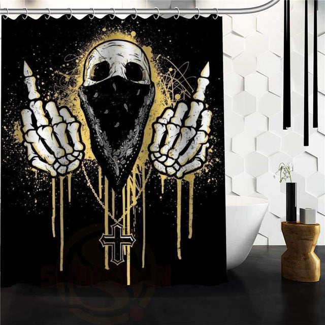 Custom skull Original Designed Skull on flaming Shower Curtain 48x72  inch