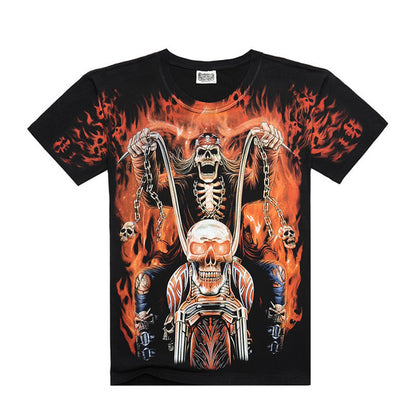 Death skeleton figures rock t-shirts with Dragon/Wolf/skull/angel short sleeves cotton