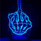 Middle Finger 3D USB LED Lamp Pop Rock Music Boy Room Decor 7 Colors Change