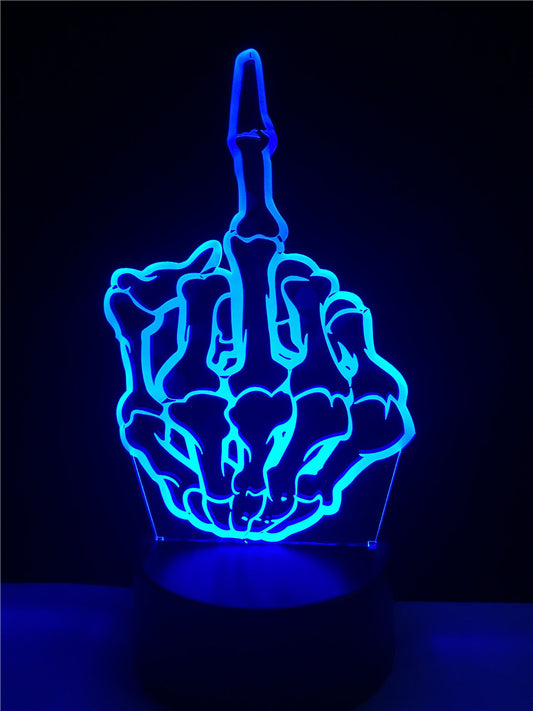 Middle Finger 3D USB LED Lamp Pop Rock Music Boy Room Decor 7 Colors Change