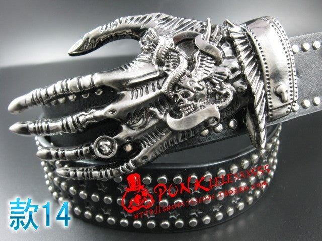 Fashion men Punk belt skull street dance full rivet belts heavy metal rock belt