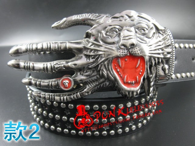 Fashion men Punk belt skull street dance full rivet belts heavy metal rock belt