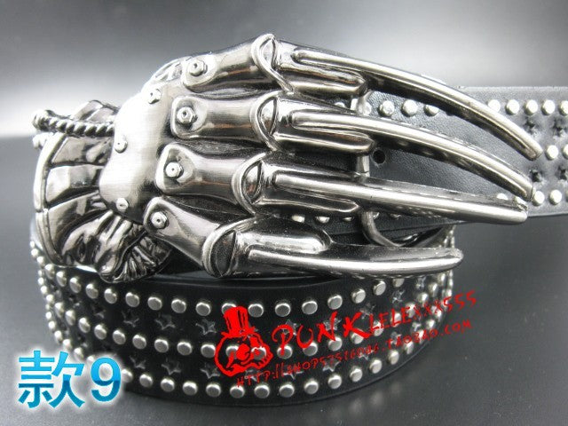 Fashion men Punk belt skull street dance full rivet belts heavy metal rock belt