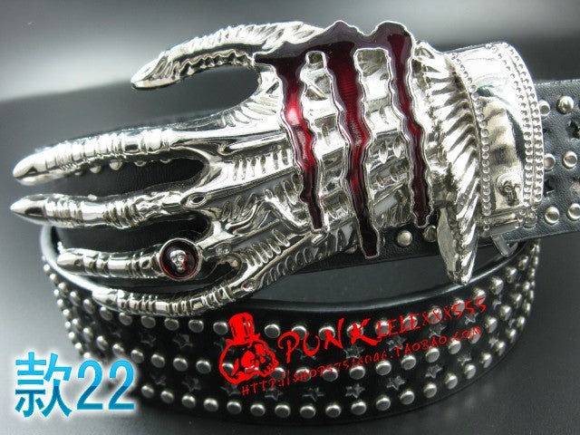 Fashion men Punk belt skull street dance full rivet belts heavy metal rock belt