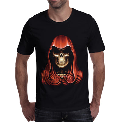 Rocksir popular brand t-shirt men red cloak skeleton skull men's t shirts M-3XL