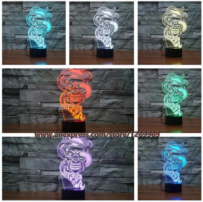 3D LED USB Lamp Rock Style 7 Colors Changing Flash Atmosphere Night Light Desk Table